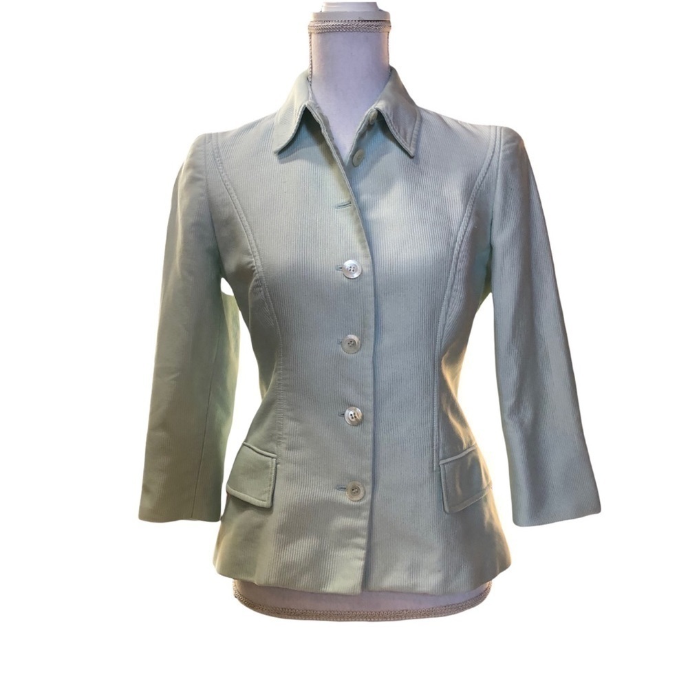 CAROLINA HERRERA WOMENS TAILORED LIGHT MINT GREEN JACKET SIZE 6